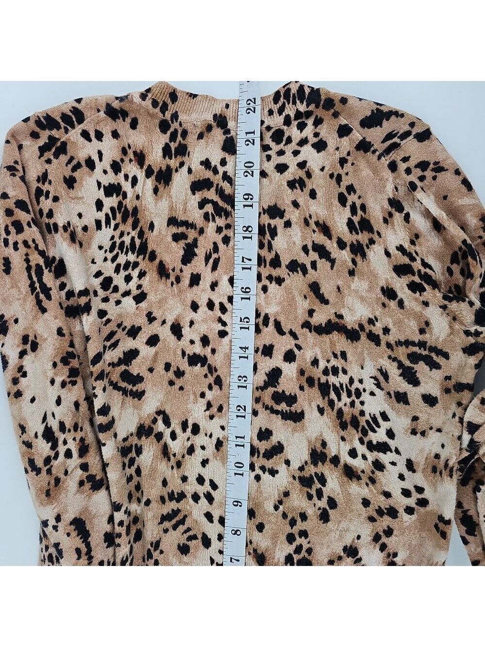 Banana Republic Leopard Print Sweater XS Tan Black Cotton Crewneck - Picture 9 of 9